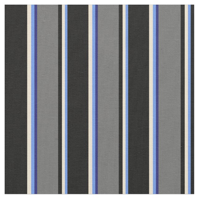 Cornblomma, Beige, Black, Grått, Midnight Blue Tyg (Närbild)