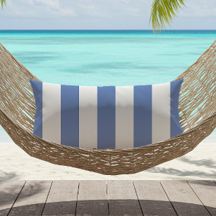 Cornblomma Blue and White Awning Rand Lumbarkudde
