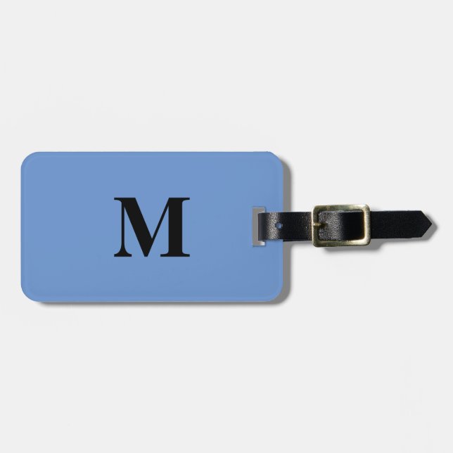 Cornblomma Blue Black Monogram första Gift-förmån Bagagebricka (Horisontell Framsida)