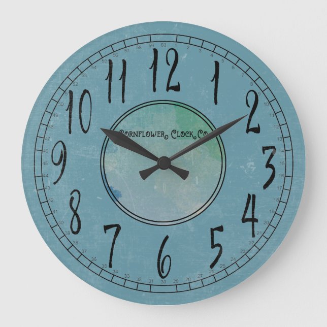 Cornblomma Blue med väder Stor Klocka (Framsida)