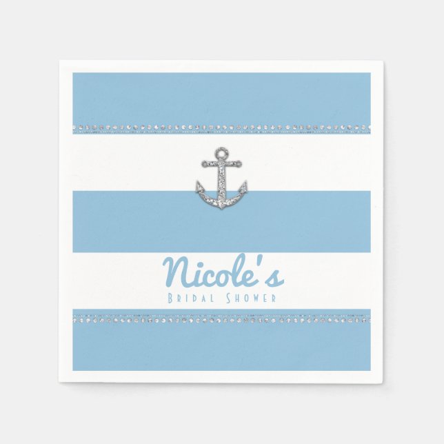 Cornblomma Blue & White Rand Diamond Anchor Pappersservett (Framsidan)