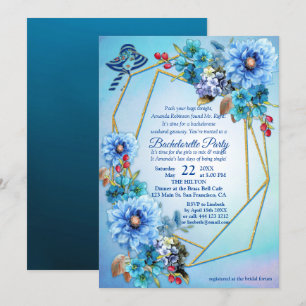 Cornblomma Blues in Watercolor Bachelorette Inbjudningar