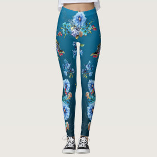Cornblomma Blues in Watercolor Leggings