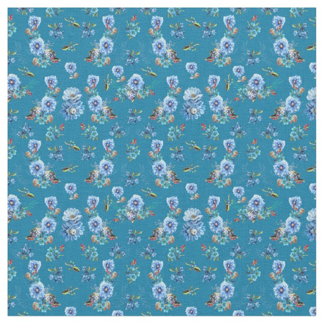 Cornblomma Blues in Watercolor Tyg (Närbild)