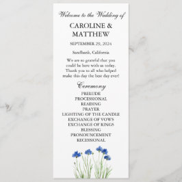 CornblommBlue Blommigt Wildblomma Bröllop Program