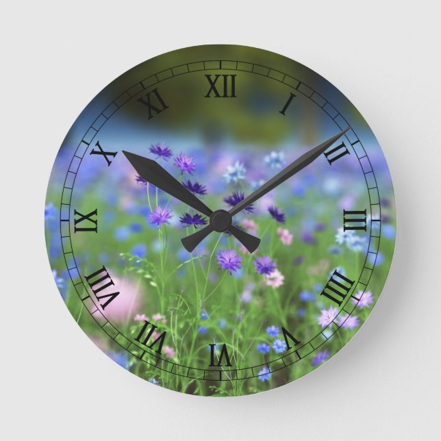 CornblommBlue Clock Rund Klocka (Framsida)