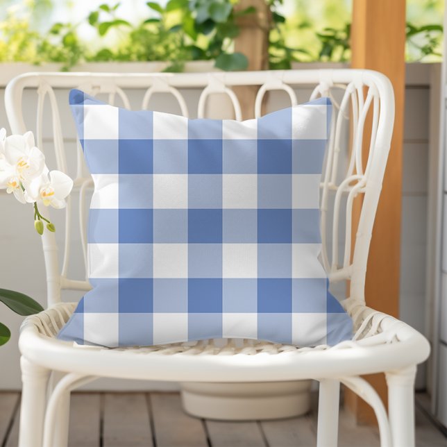 CornblommBlue Gingham Check Play Mönster Kudde (Skapare uppladdad)