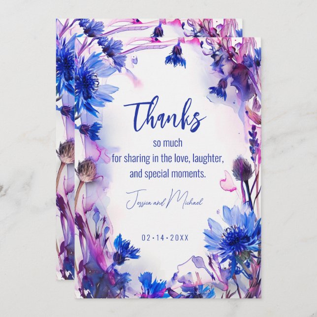💍 Cornblommor och Lavender Bliss Tack Kort (Fram/baksida)