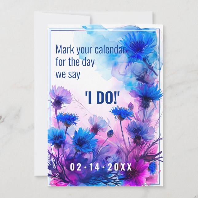 💍 Cornblommor och Lavender Elegance Spara Datumet (Framsida)