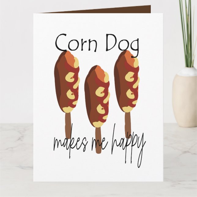 Corndog gör mig glad julkort kort (Framsida)