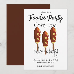 Corndog gör mig Lycklig Foodie Party Inbjudningar