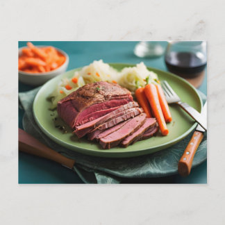Corned beef cabbage and carrots vykort