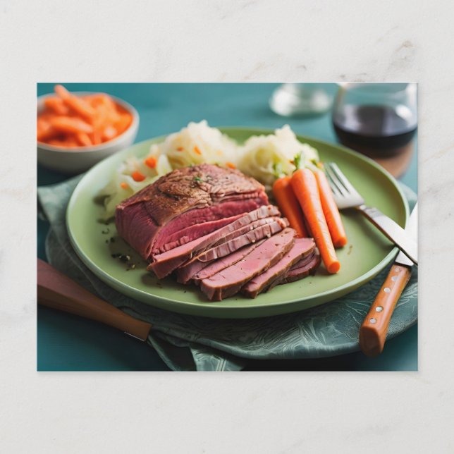 Corned beef cabbage and carrots vykort (Framsida)