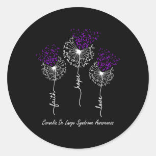 Cornelia De Lange Syndrome Awareness Dandelion Runt Klistermärke