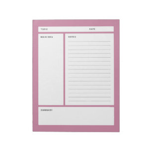 Cornell Notes (rad) Anteckningsblock