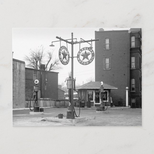 Corner Gas Station, 1925 Vykort (Framsida)