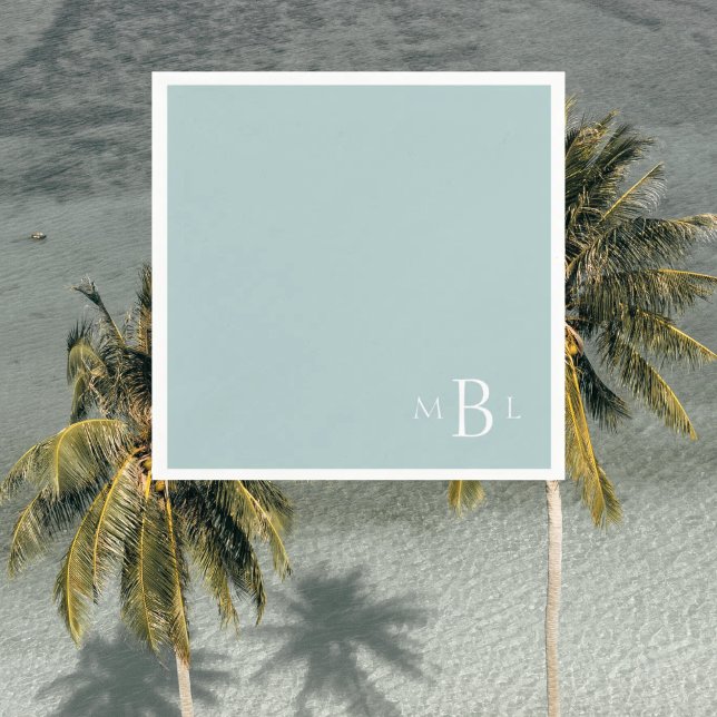 Corner Monogram Simple Modern Seafoam Cocktail Pappersservett (Skapare uppladdad)