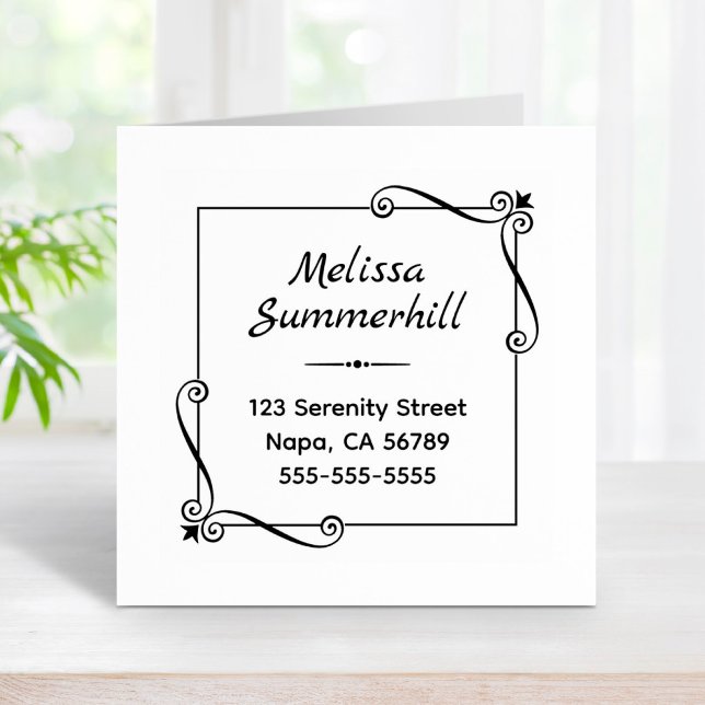 Corner Swirls Square Ram Adress Stämpel (Skapare uppladdad)