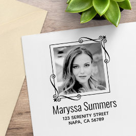 Corner Swirls Square Ram Anpassningsbar Photo Adre Stämpel