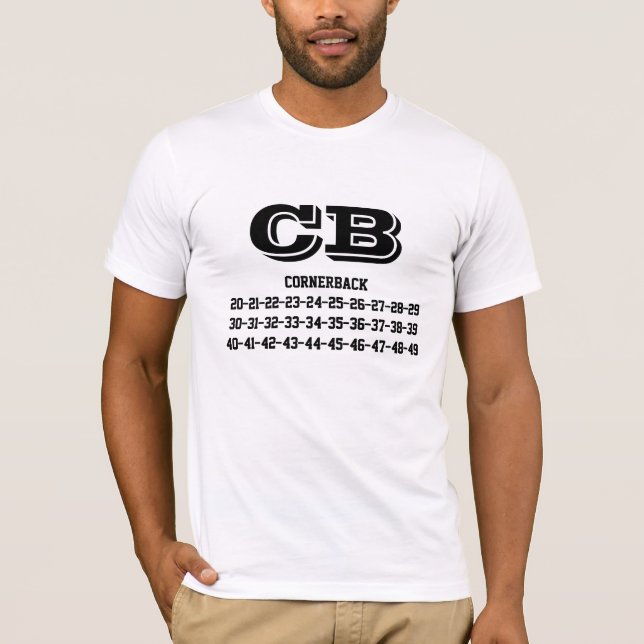 Cornerback jersey numbers T-shirt (Framsida)
