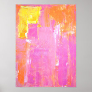 "Cornered Rosa and Orange Abstrakt Art" Poster