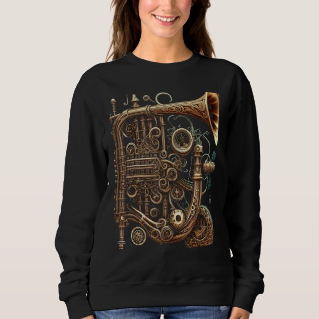 Cornet  music instrument Graphic steampunk T Shirt (Framsida)