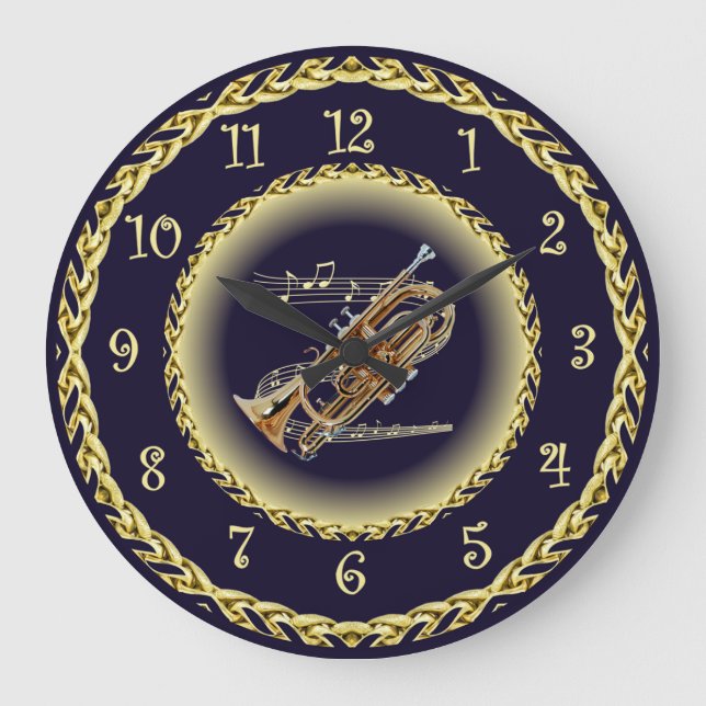 Cornet ~ Musical Rulla ~ Guld/Navy Blue ~ Stor Klocka (Framsida)