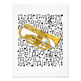 Cornet Musik noter Cornetist Brass Musician Fototryck