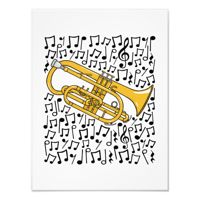 Cornet Musik noter Cornetist Brass Musician Fototryck (Framsidan)