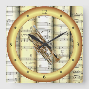 Cornet ~ Rolled Lakan Music ~ Guld Ring ~ * ~ Fyrkantig Klocka