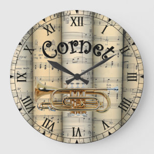 Cornet ~ Rolled Vintage Lakan Music ~ Unique ~ Uni Stor Klocka
