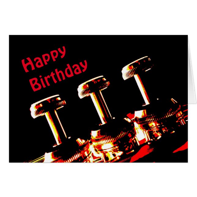 Cornet Valves Birthday Card Hälsningskort (Framsidan Horizontal)