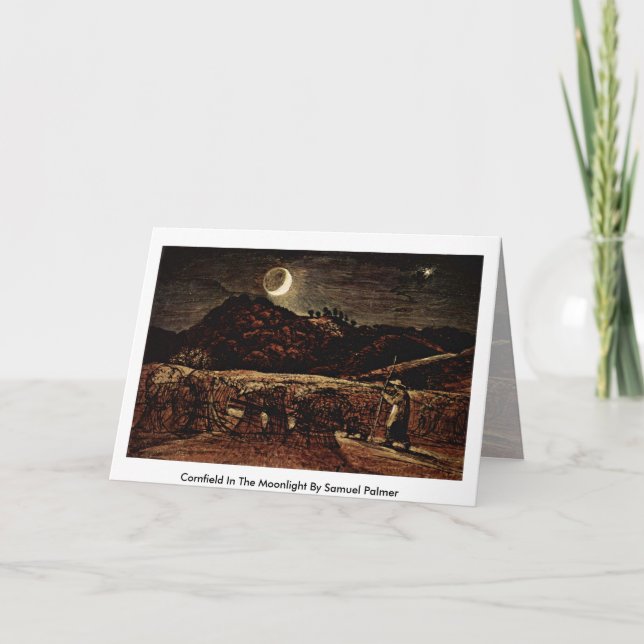 Cornfield i månljuset av Samuel Palmer Kort (Framsida)