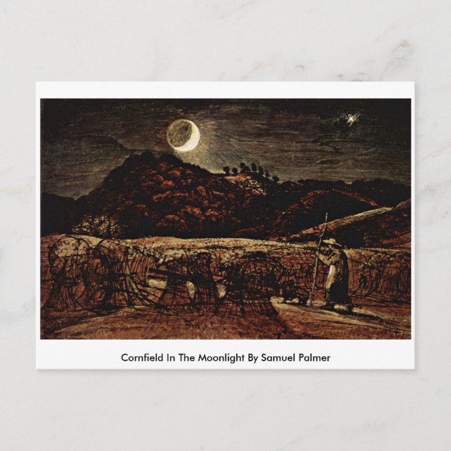 Cornfield in Moonlight by Samuel Palmer Vykort (Framsida)