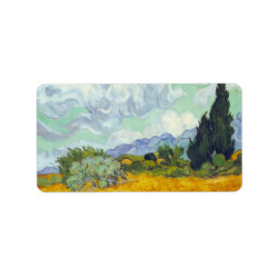 Cornfield med Cyprusses av Vincent Van Gogh Adressetikett