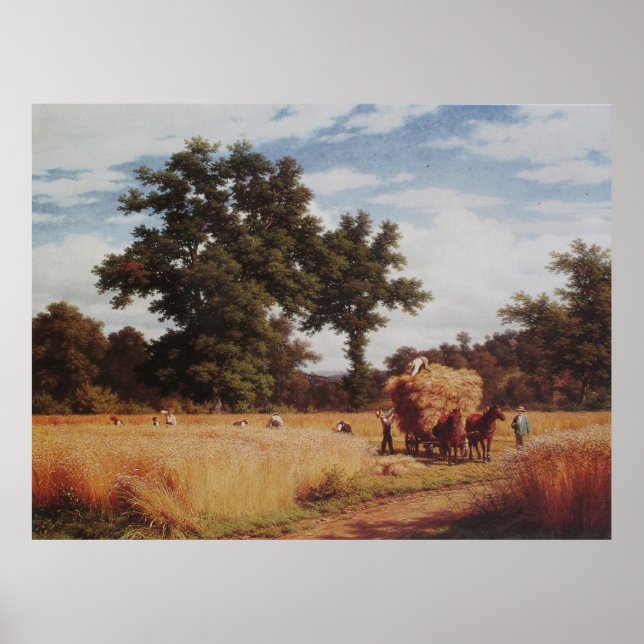 Cornfield with Oaks | Liggande Oljemålning Poster (Framsidan)