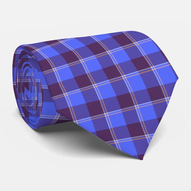 Cornflower Blue and Livid Brown Plaid Neck Tie Slips (Rullad)