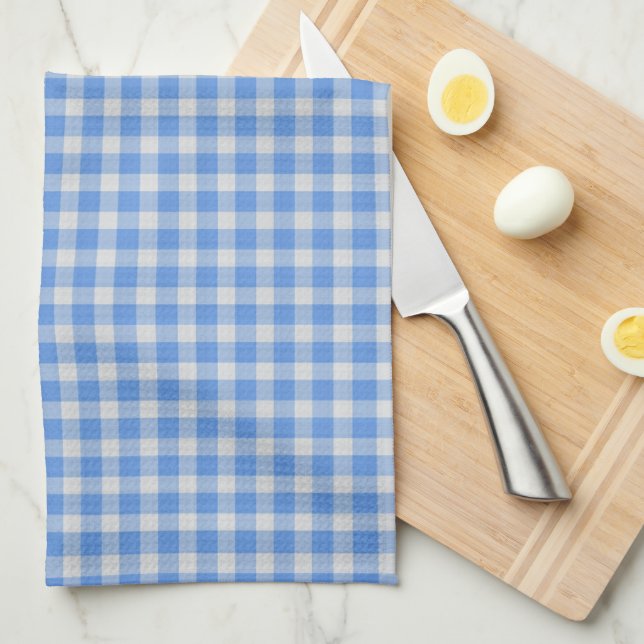 Cornflower Blue Gingham Check Pattern  Kökshandduk (Vikt i Fjärdedel)