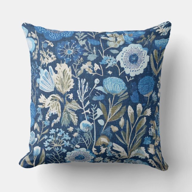 cornflower floral blues pattern kudde (Framsida)