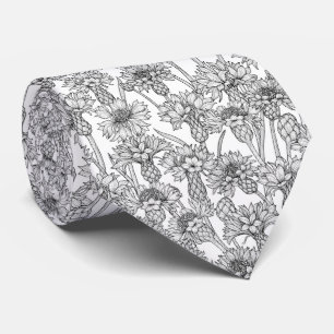 Cornflowers, wild flowers in black and white slips