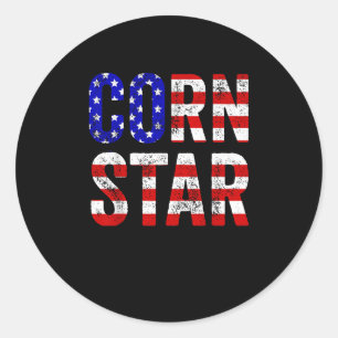 Cornhål Funny Bean Bag Toss Maj Star USA flagga Runt Klistermärke