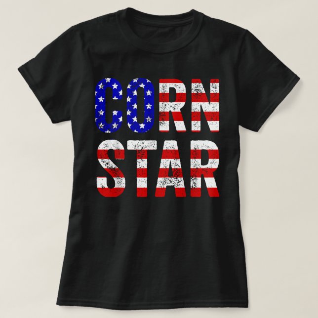 Cornhål Funny Bean Bag Toss Maj Star USA flagga T Shirt (Design framsida)