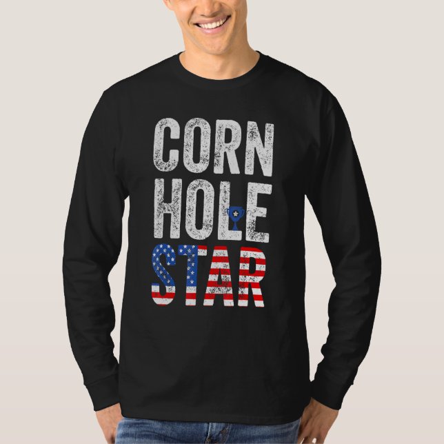 Cornhål Star Bean Bag Tournamen Usa T Shirt (Framsida)