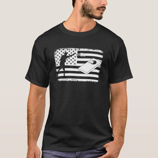 Cornhål USA flagga CornholeTeam Bean Bag Cornhål T Shirt (Framsida)