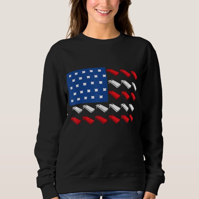 Cornhole American Flagga For Player Drinking Team T Shirt (Framsida)