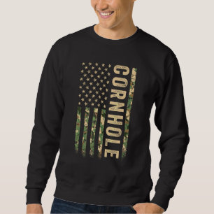 Cornhole amerikansk flagga kamouflage veteran patr lång ärmad tröja