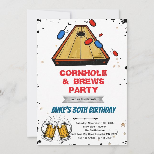 Cornhole and beer party invitation inbjudningar (Framsida)