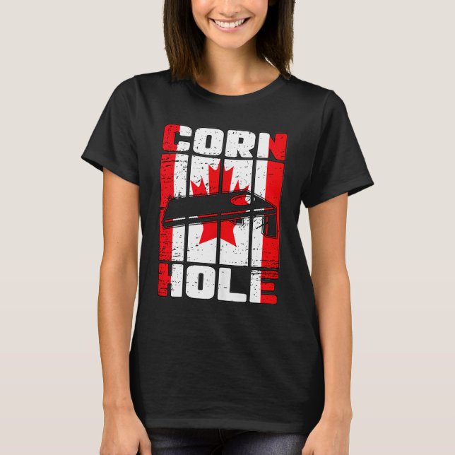 Cornhole-brädapåsar Kanada flagga kanadensiska män T Shirt (Framsida)