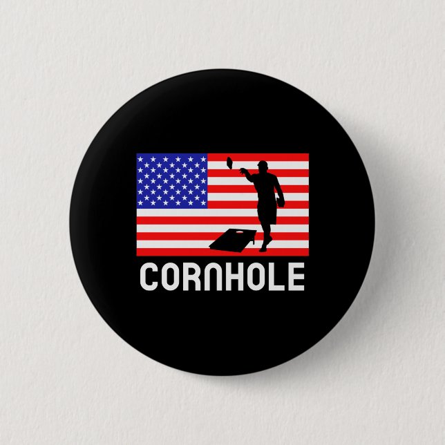Cornhole Brädspel Män Kvinnor Amerikansk Flagga Ma Knapp (Framsida)