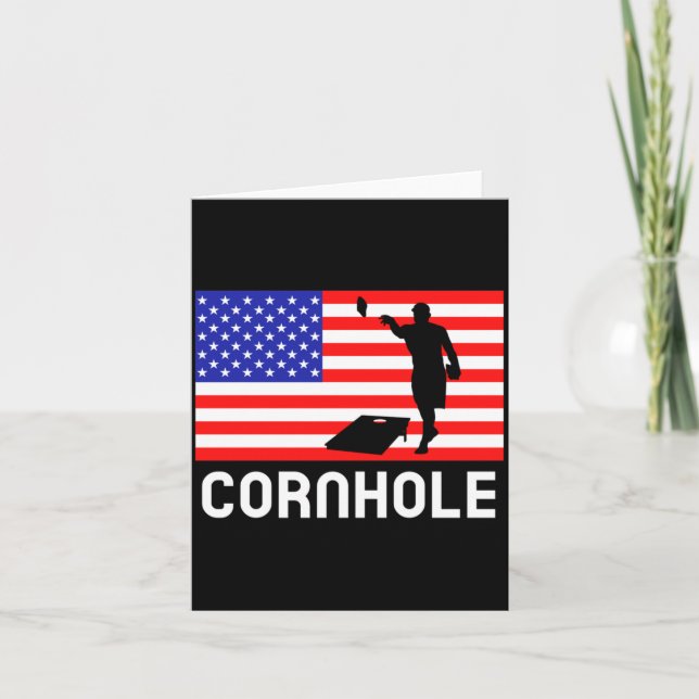 Cornhole Brädspel Män Kvinnor Amerikansk Flagga Ma Kort (Framsida)